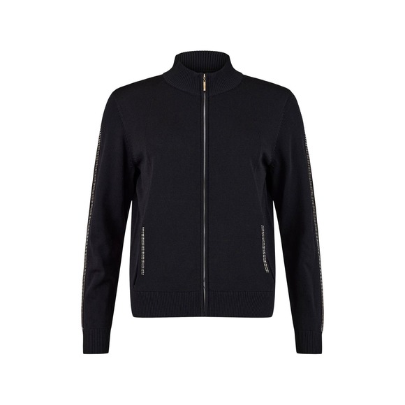 Women's Dressy Black Cardigan Size M I'CONA Rhinestones Long Sleeve Zipper NWT - Picture 1 of 4